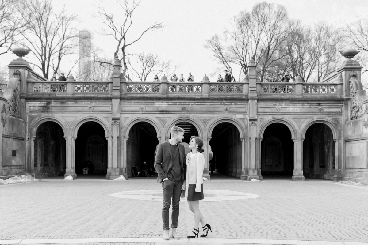 New York City Film Photographer | Central Park Engagement Session | Bethesda Fountain Photos | Bethesda Terrace Engagement Session | Couple in front of Bethesda Terrace