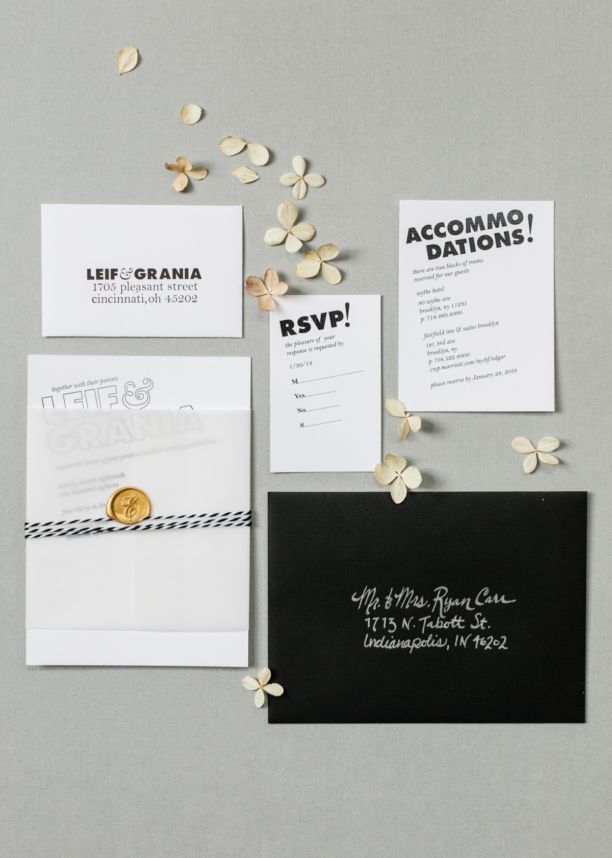 New York City wedding photographer | Modern Wedding Invitation | Black & White Wedding Invitation