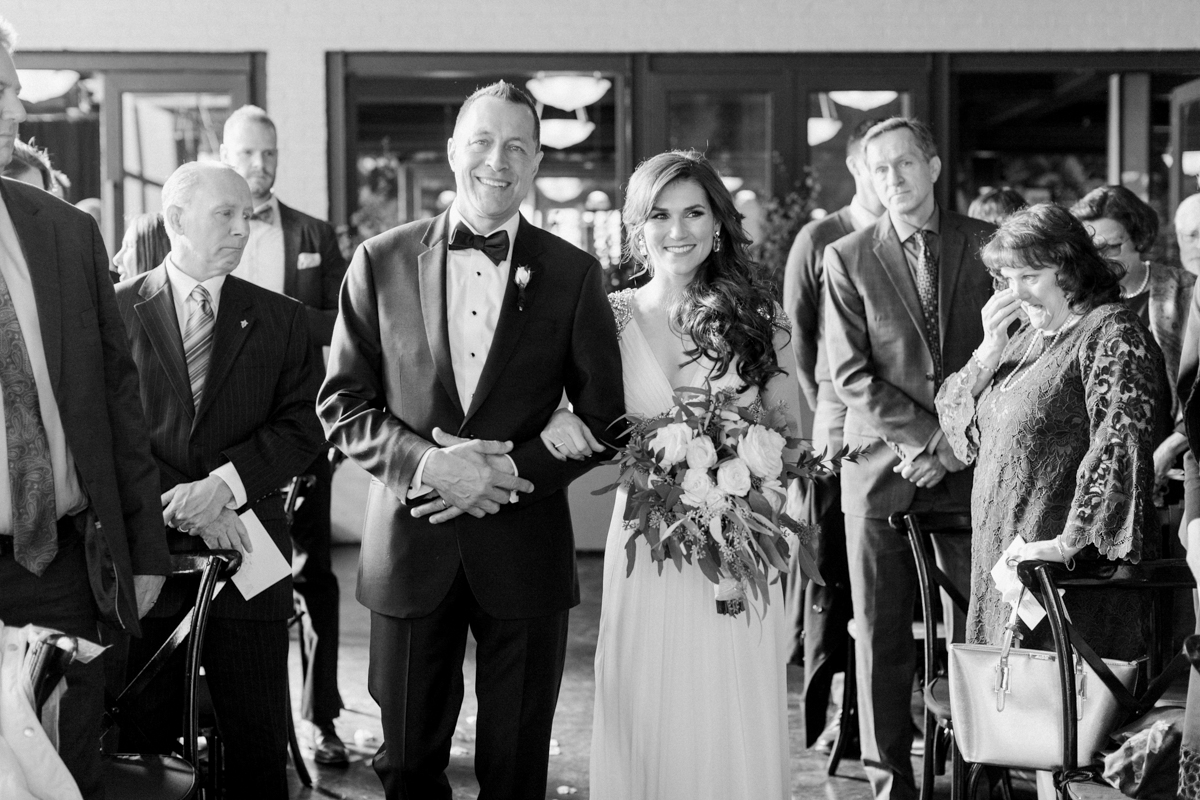 New York City wedding photographer | 501 Union wedding photos | 501 Union wedding ceremony | Bride walking down the aisle with dad