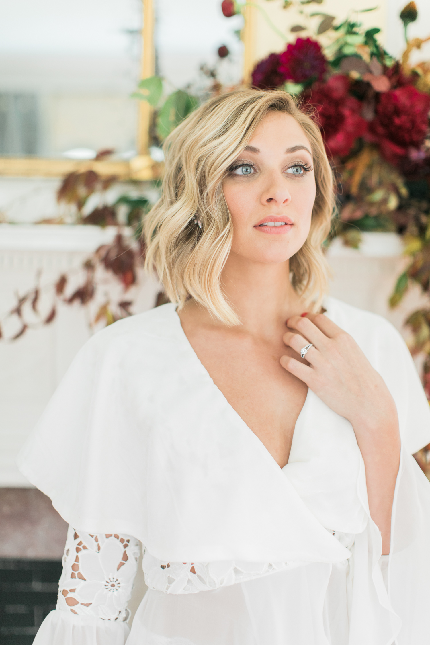 Legare Waring House Wedding Photography | Charleston Wedding Photographer | Charleston Film Photographer | Molly Carr Photography | The Petal Report | Emily Kotarski Bridal | Charleston Boudoir Photography | Bride Standing by Fireplace | Wedding Mantle Decor