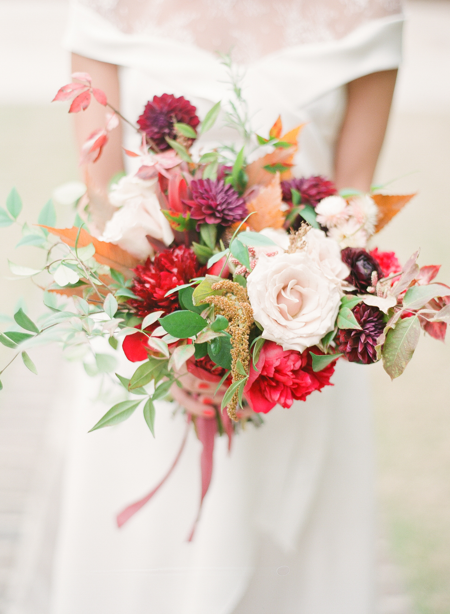 Legare Waring House Wedding Photography | Charleston Wedding Photographer | Charleston Film Photographer | Molly Carr Photography | The Petal Report | Fall Wedding Bouquet | Bridal Bouquet with Red Flowers