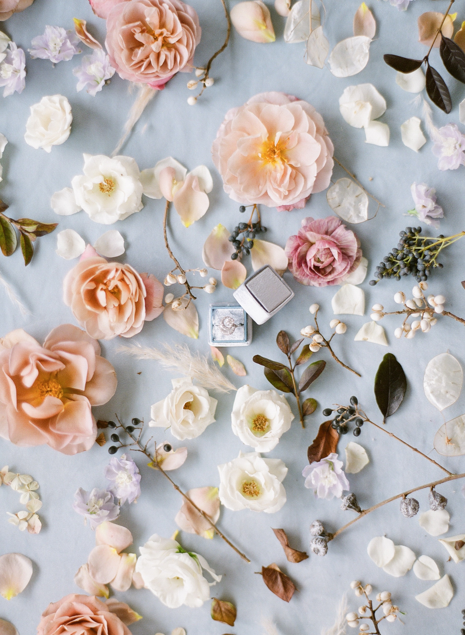 Fine Art Wedding Photographer Paris | Molly Carr Photography | Isibeal Studio | Tara Nicole Weddings | Antique Engagement Ring Surrounded by Flowers