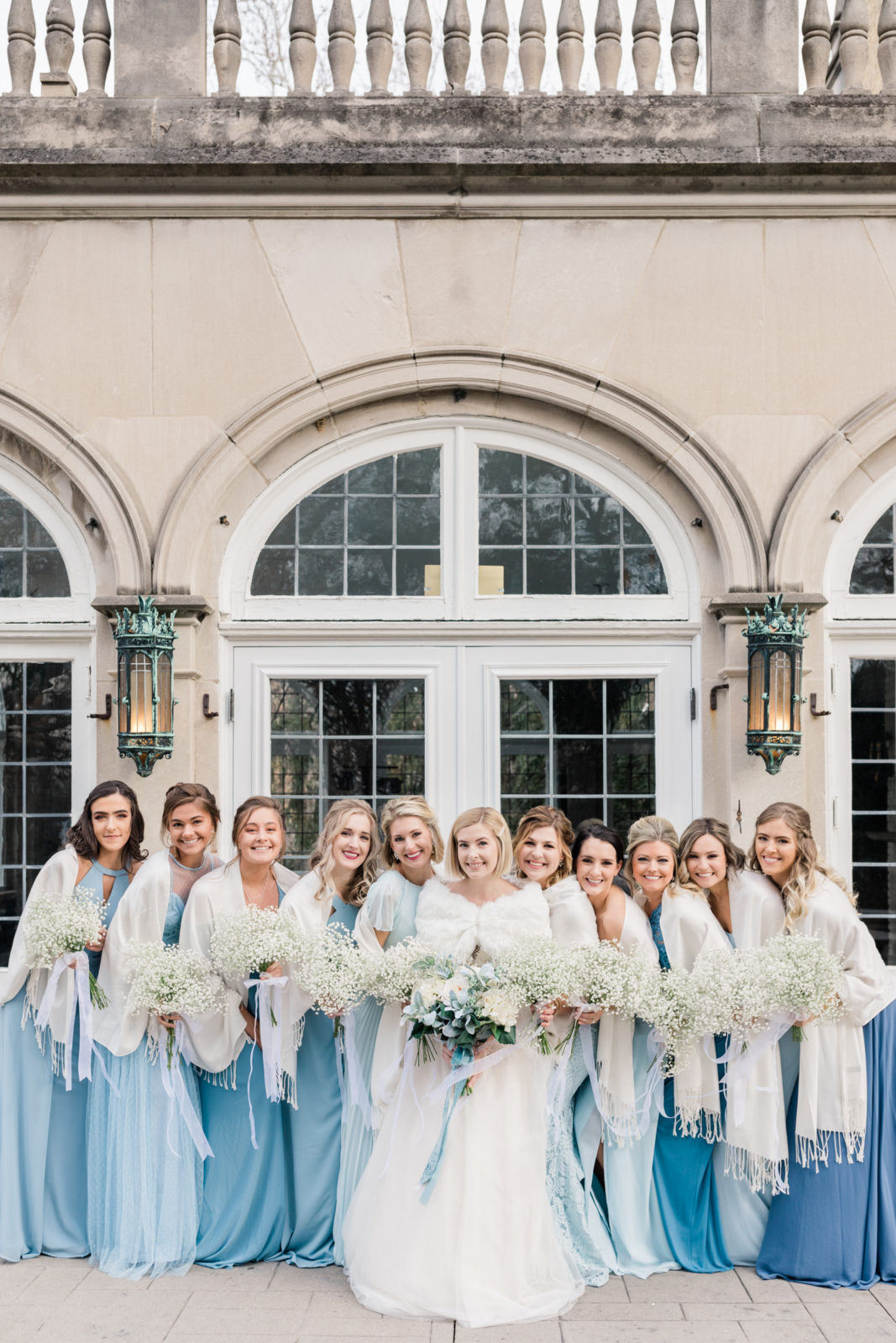 Laurel Hall Wedding Photographer | Estate Wedding Venue | Midwest Film Photographer | Molly Carr Photography | Mismatched Bridesmaid Dresses French Blue