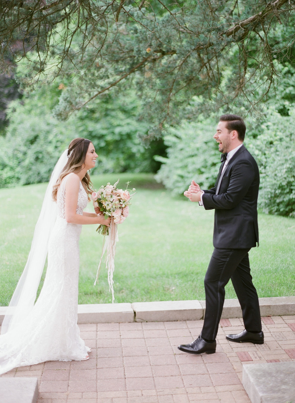 Laurel Hall Wedding Photos | Molly Carr Photography | Fine Art Film Photographer | Chicago Wedding | Summer Garden Party Wedding | European Wedding Inspiration | Bride and Groom First Look