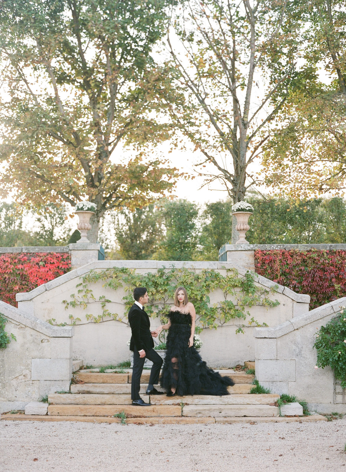 Chateau Grand Luce Wedding Photos | Luxury Loire Valley France Destination Wedding | Black Wedding Dress | Molly Carr Photography and Rachael Ellen Events