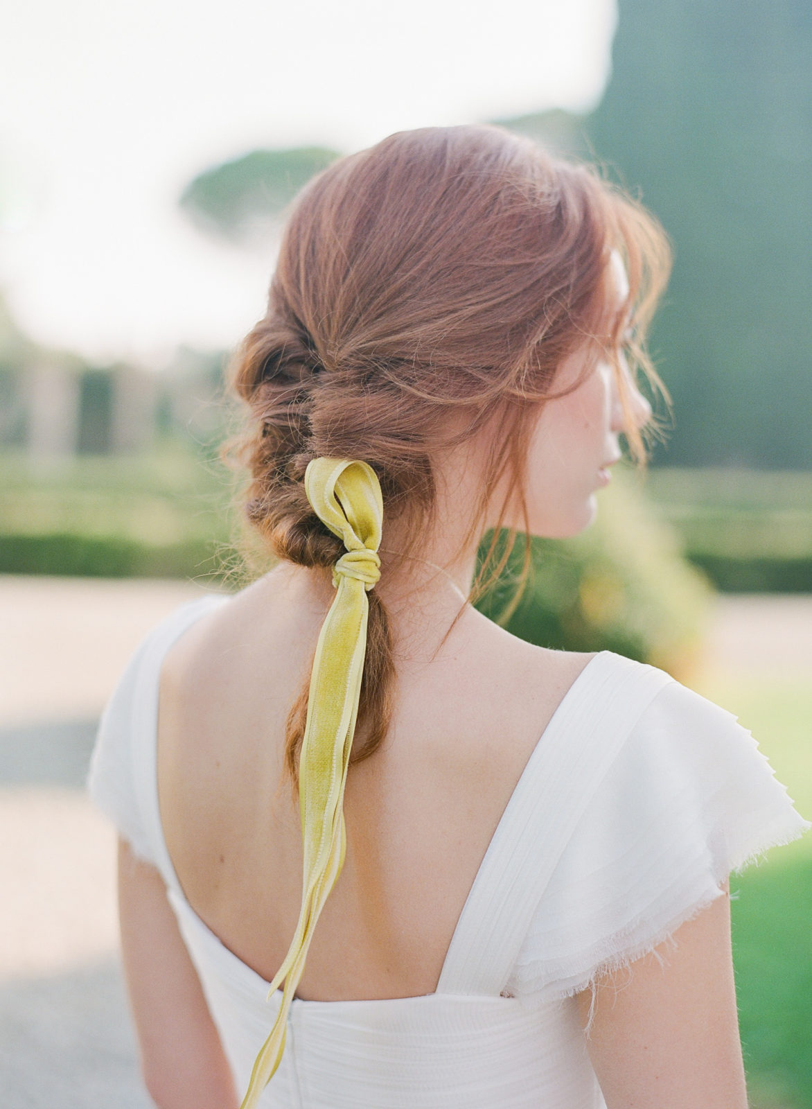 Romantic Bridal Hairstyles Photographed by Molly Carr Photography | Fine Art Bridal Hair and Makeup | Paris Wedding Photographer | Paris Film Photographer | France Destination Wedding | Bridal Braid | Villa di Geggiano Wedding in Siena, Tuscany, Italy with Fete in France