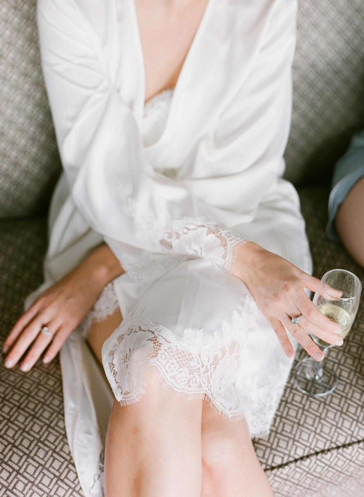 Ireland Film Photographer | Molly Carr Photography | Bride in Silk Robe Sipping Champagne Getting Ready