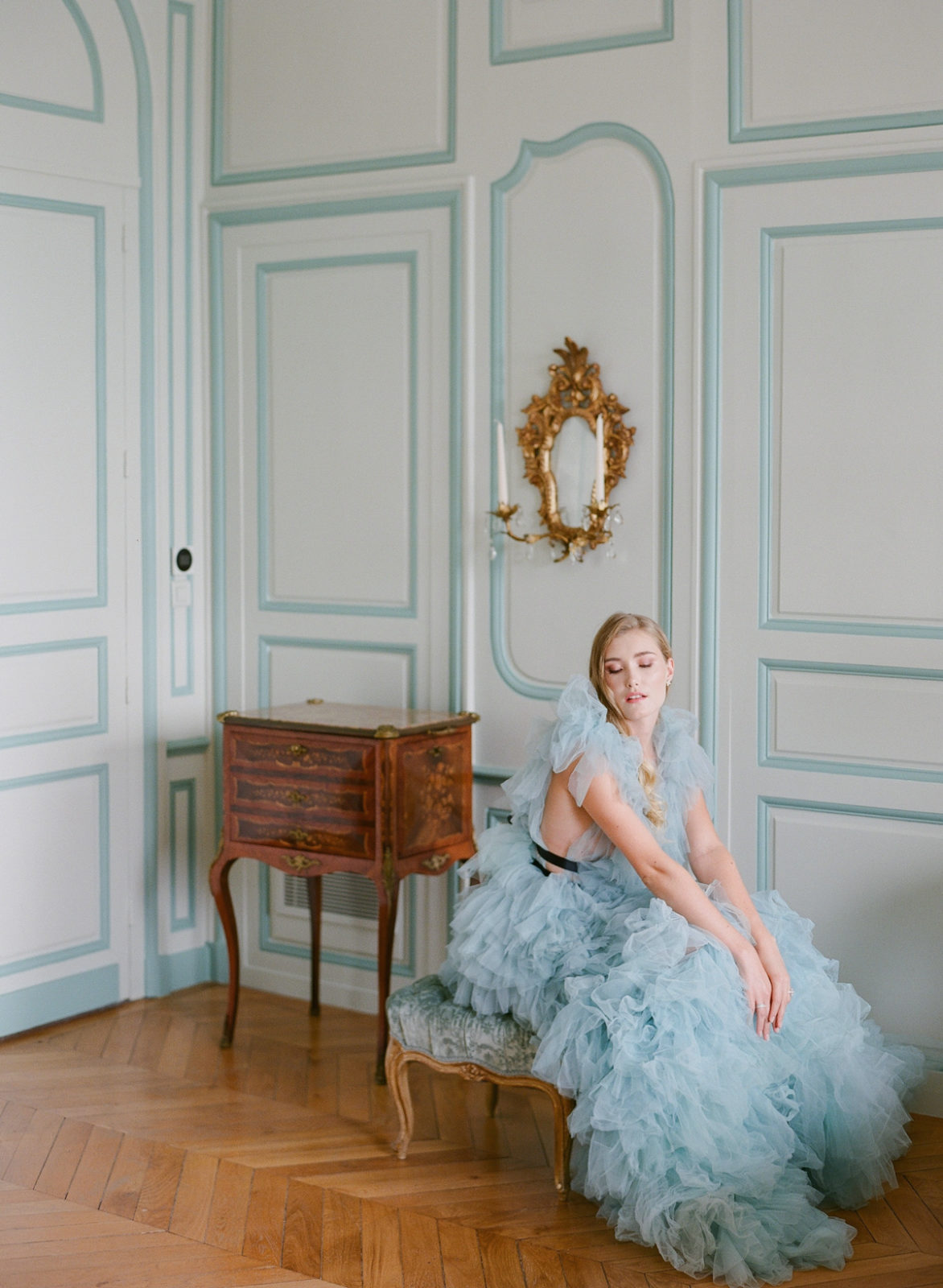 Chateau Grand Luce Wedding Photographer | Molly Carr Photography | France Luxury Destination Wedding | Paris Film Photographer | Rachael Ellen Events | Colored Wedding Dress