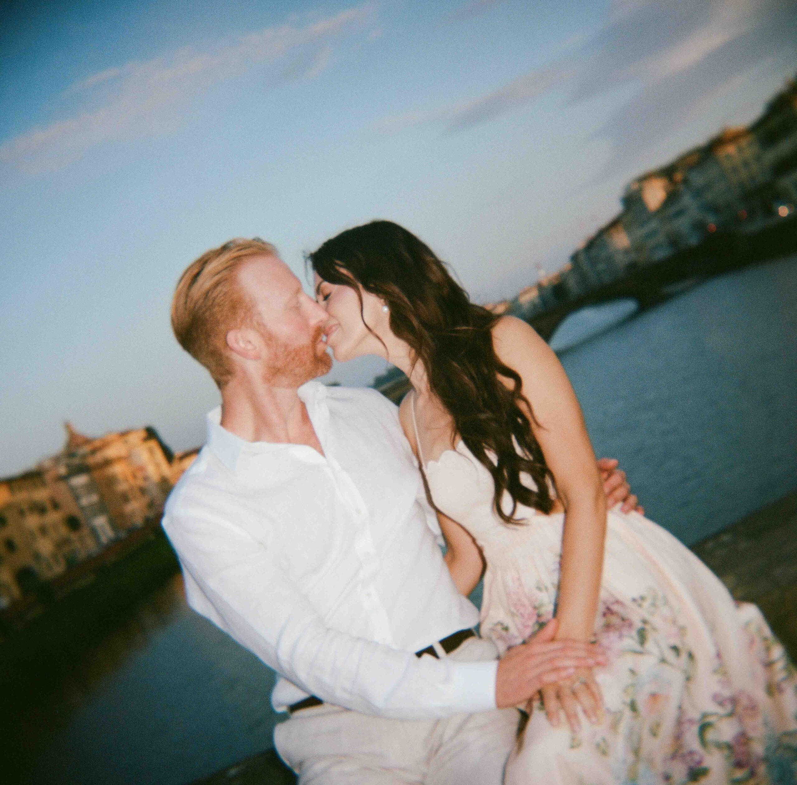 Florence Wedding Photography | Molly Carr | Sarah Harris in a Zimmermann Dress on the Ponte Santa Trinita